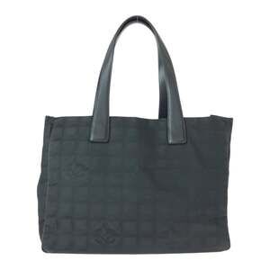 CHANEL New Travel Line Neutral Tote MM Black Nylon and Leather Bag Shoulder f...